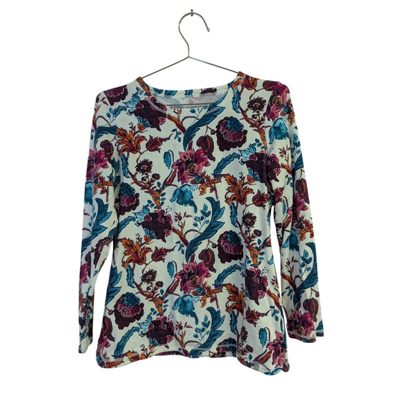 T by Talbots Supersoft Jersey Long Sleeve Shirt Everyday Poetic Floral M Petite - Picture 2 of 8